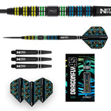 Dragonfly 95 Tapered Steel Tip Darts image displaying everything included inside the box