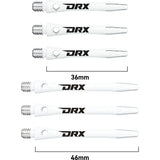 DRX Coated Aluminium Dart Stems White main product image showing the stems, packaging, and included contents