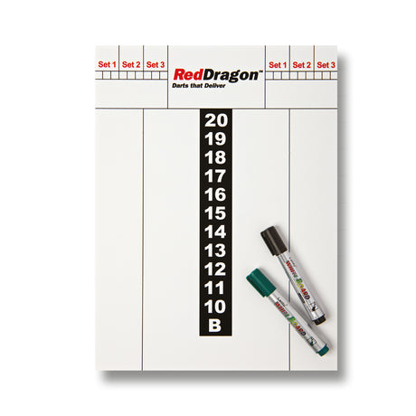 Red Dragon Dry Wipe Score Board main product image showing the score board and included contents