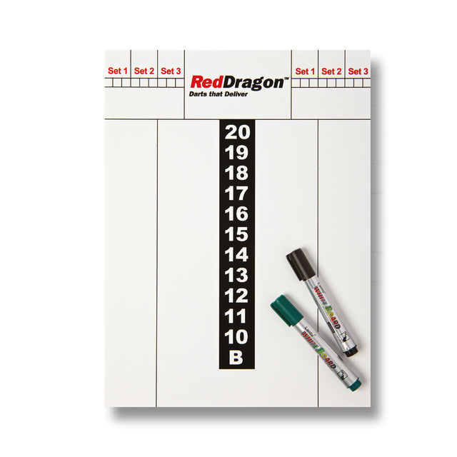 Red Dragon Dry Wipe Score Board main product image showing the score board and included contents