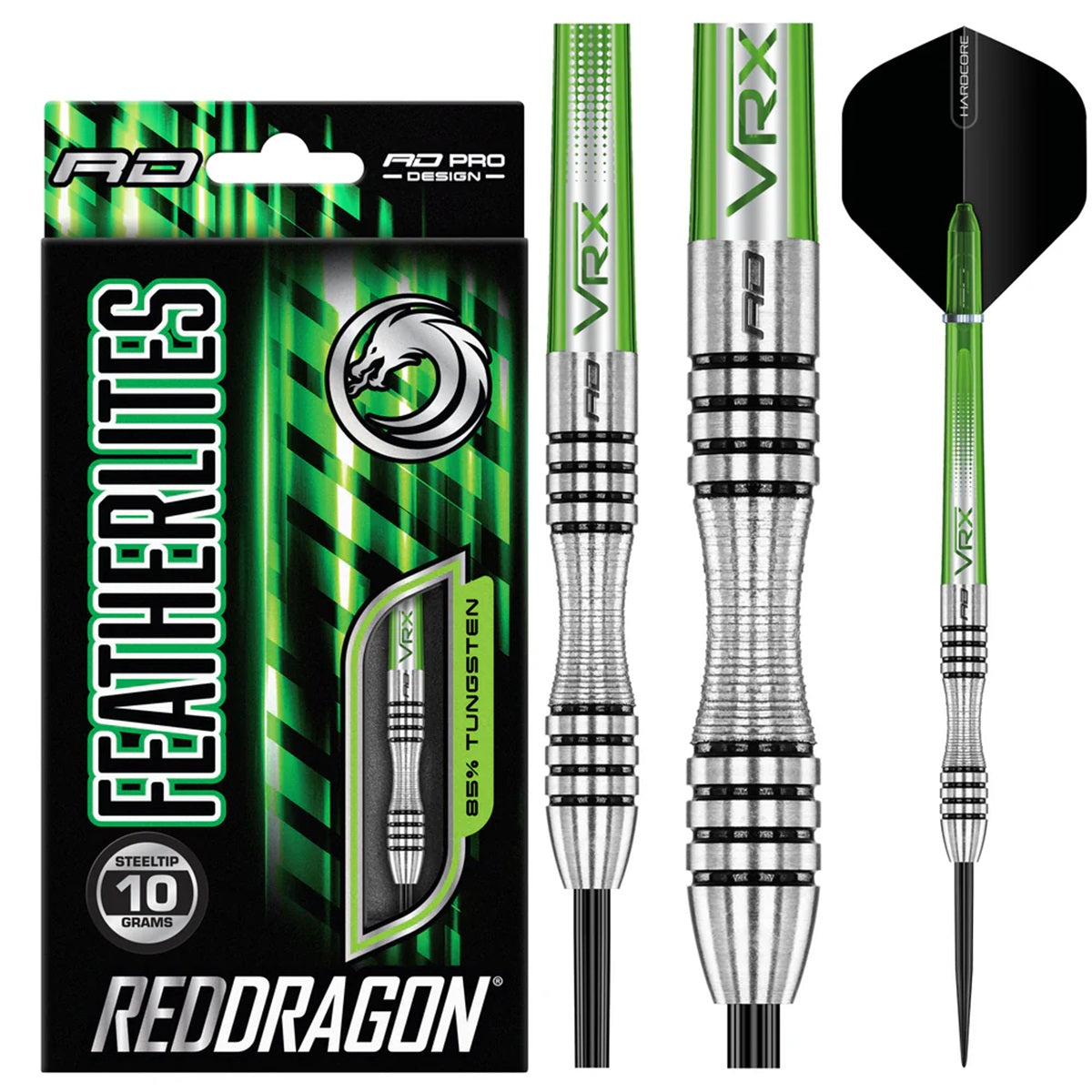 Featherlite 1 Steel Tip Darts product image showing the complete dart set, packaging and accessories
