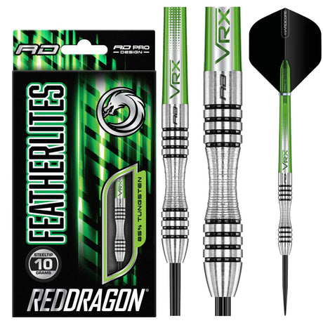 Featherlite 1 Steel Tip Darts product image showing the complete dart set, packaging and accessories