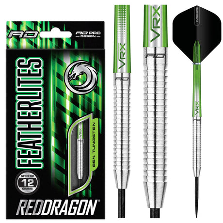 Featherlite 2 Steel Tip Darts product image showing the complete dart set, packaging and accessories