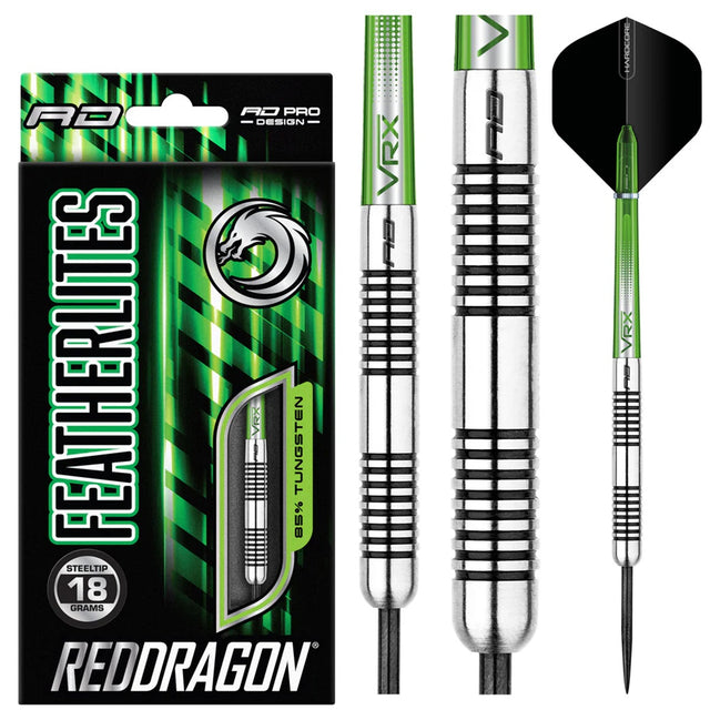 Featherlite 7 Steel Tip Darts product image showing the complete dart set, packaging and accessories