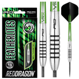 Featherlite 9 Steel Tip Darts product image showing the complete dart set, packaging and accessories