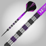 Red Dragon Gemma Hayter Steel Tip Darts close up image highlighting the barrel grip texture, coating, machining, and design details