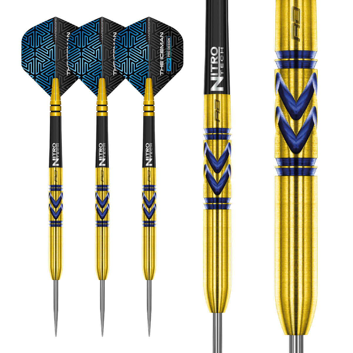 Multiple angle view of the Gerwyn Price Avalanche Pro Gold dart barrel profile and design