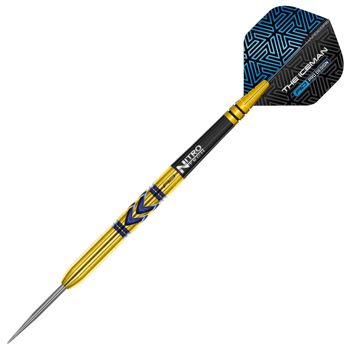 Detailed angle highlighting the Gerwyn Price Avalanche Pro Gold barrel design and grip pattern