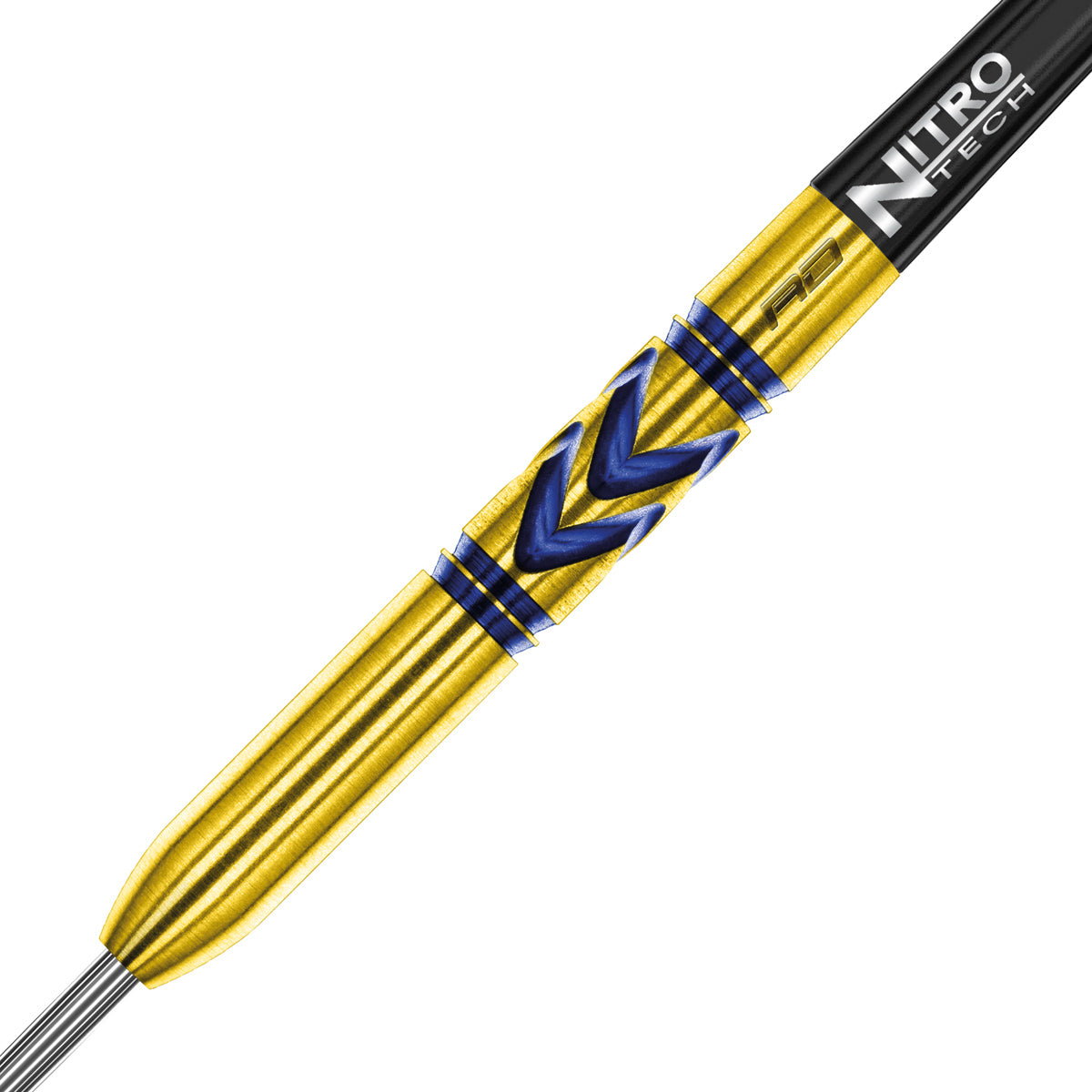 Close up view of the Gerwyn Price Avalanche Pro Gold barrel grip and precision machining