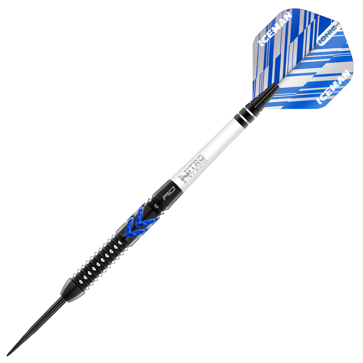 Detailed angle highlighting the Gerwyn Price Blue Ice SE barrel design and grip pattern