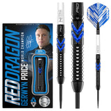 Gerwyn Price Blue Ice SE Steel Tip Darts product image showing the complete dart set, packaging and accessories