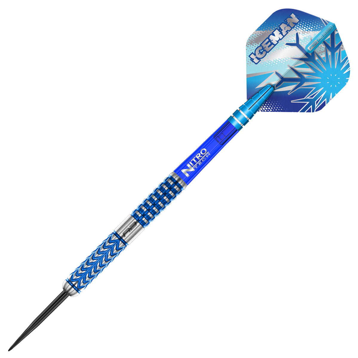 Gerwyn Price Glacier Steel Tip Darts close up image highlighting the barrel grip texture, coating, machining, and design details