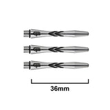 Gerwyn Price Iceman Aluminium V Groove Dart Stems black main product image showing the stems, packaging, and included contents