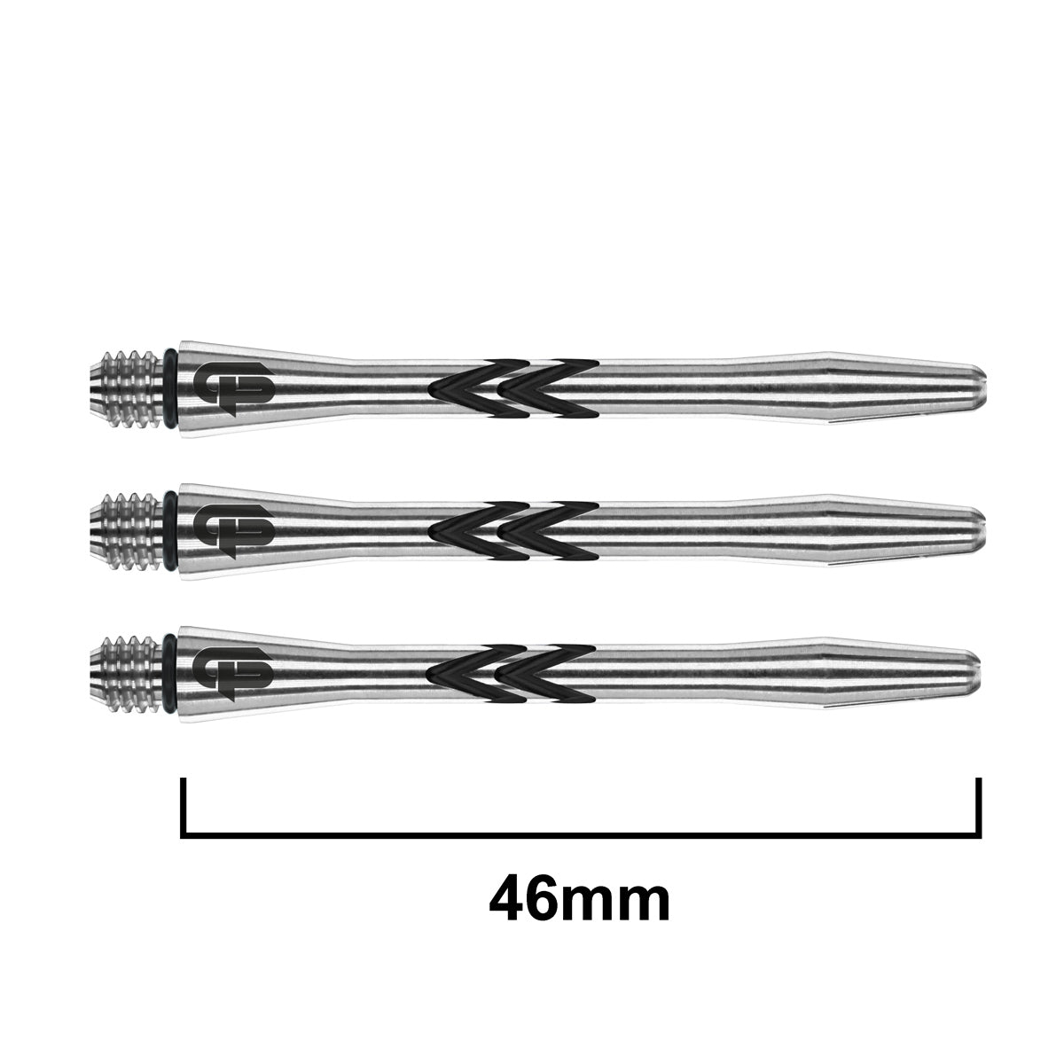 Gerwyn Price Iceman Aluminium V Groove Dart Stems black main product image showing the stems, packaging, and included contents