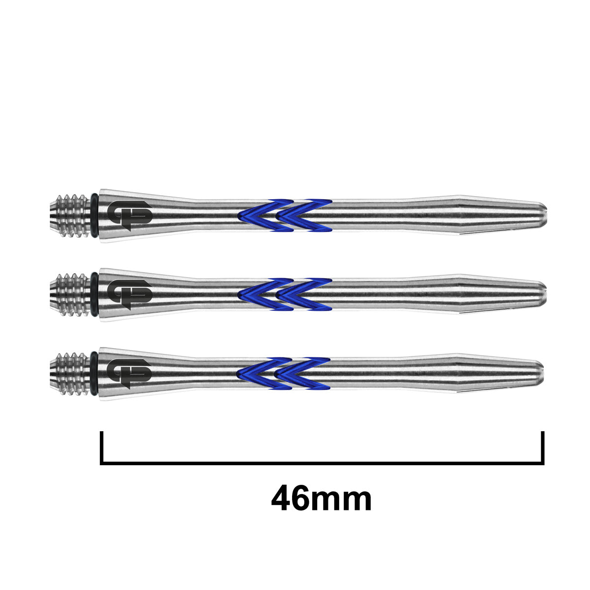 Gerwyn Price Iceman Aluminium V Groove Dart Stems blue main product image showing the stems, packaging, and included contents