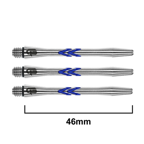 Gerwyn Price Iceman Aluminium V Groove Dart Stems blue main product image showing the stems, packaging, and included contents
