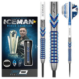Gerwyn Price Iceman Contour Steel Tip Darts product image showing the complete dart set, packaging and accessories