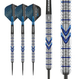 Gerwyn Price Iceman Midnight Edition Steel Tip Darts complete dart overview image showing the full barrel profile and design from multiple angles