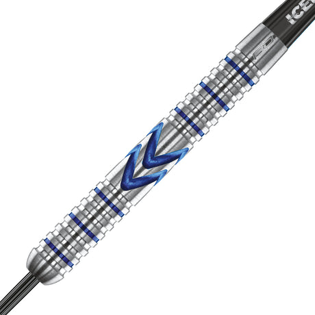 Gerwyn Price Iceman Midnight Edition Steel Tip Darts zoomed image highlighting the barrel grip, machining, coating, and surface detail