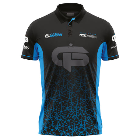 Red Dragon Gerwyn Price Signature Polo front view image showing the complete polo design, colours, and sponsor logos