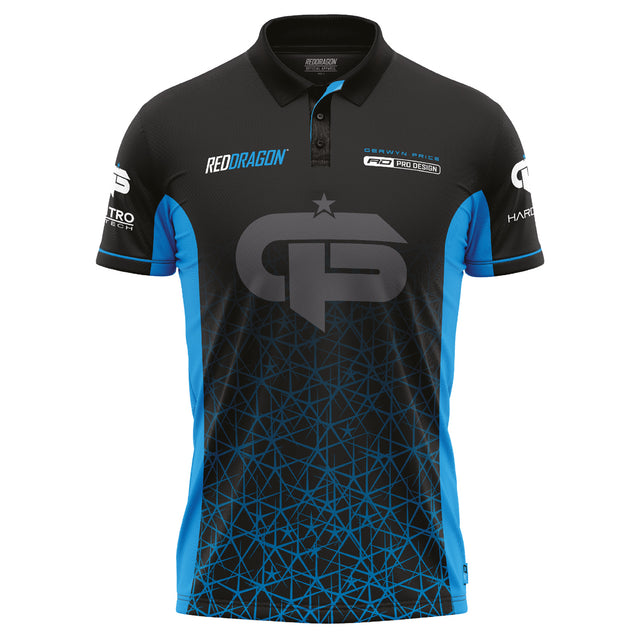 Red Dragon Gerwyn Price Signature Polo front view image showing the complete polo design, colours, and sponsor logos