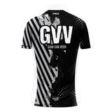Red Dragon Gian van Veen 50 Years Limited Edition Dart Shirt rear view image showing the back design and player branding