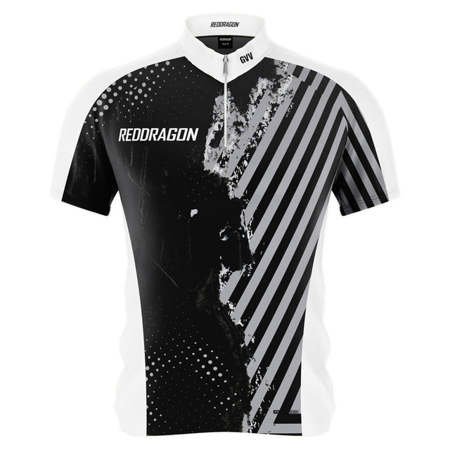 Red Dragon Gian van Veen 50 Years Limited Edition Dart Shirt front view image showing the complete shirt design, colours, anniversary graphics, and sponsor logos