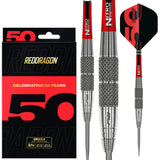 Red Dragon Grizzly 2 Steel Tip Darts main product image showing the darts, packaging, flights, shafts, and included accessories