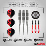 Red Dragon Grizzly 2 Steel Tip Darts image displaying everything included inside the box