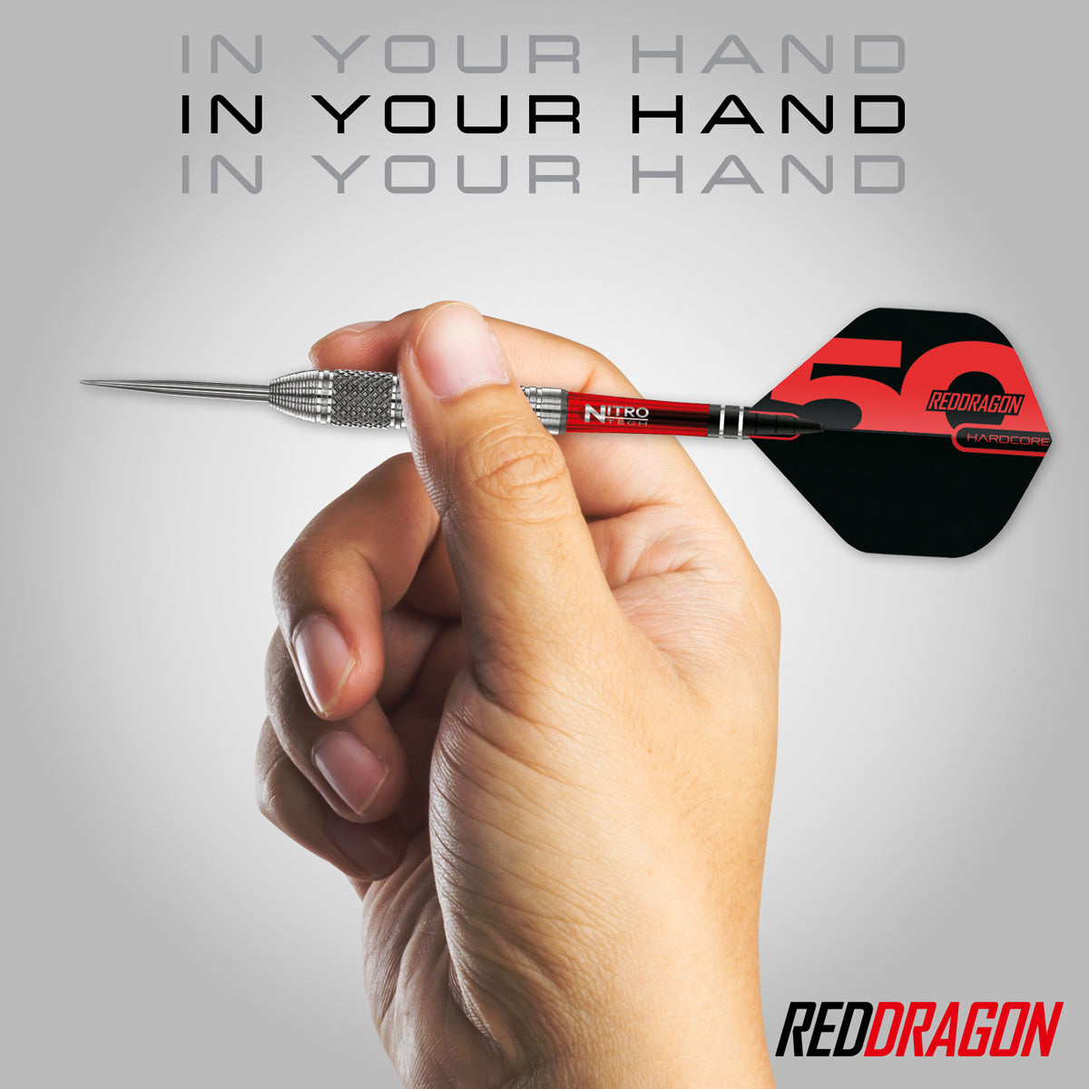 Red Dragon Grizzly 4 Steel Tip Darts close up image highlighting the barrel grip texture, coating, machining, and design details