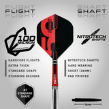 Red Dragon Hexoset 3 Steel Tip Darts image displaying the included flight and shaft configuration