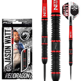 Jason Watt Steel Tip Darts main product image showing the darts, packaging, flights, shafts, and included accessories