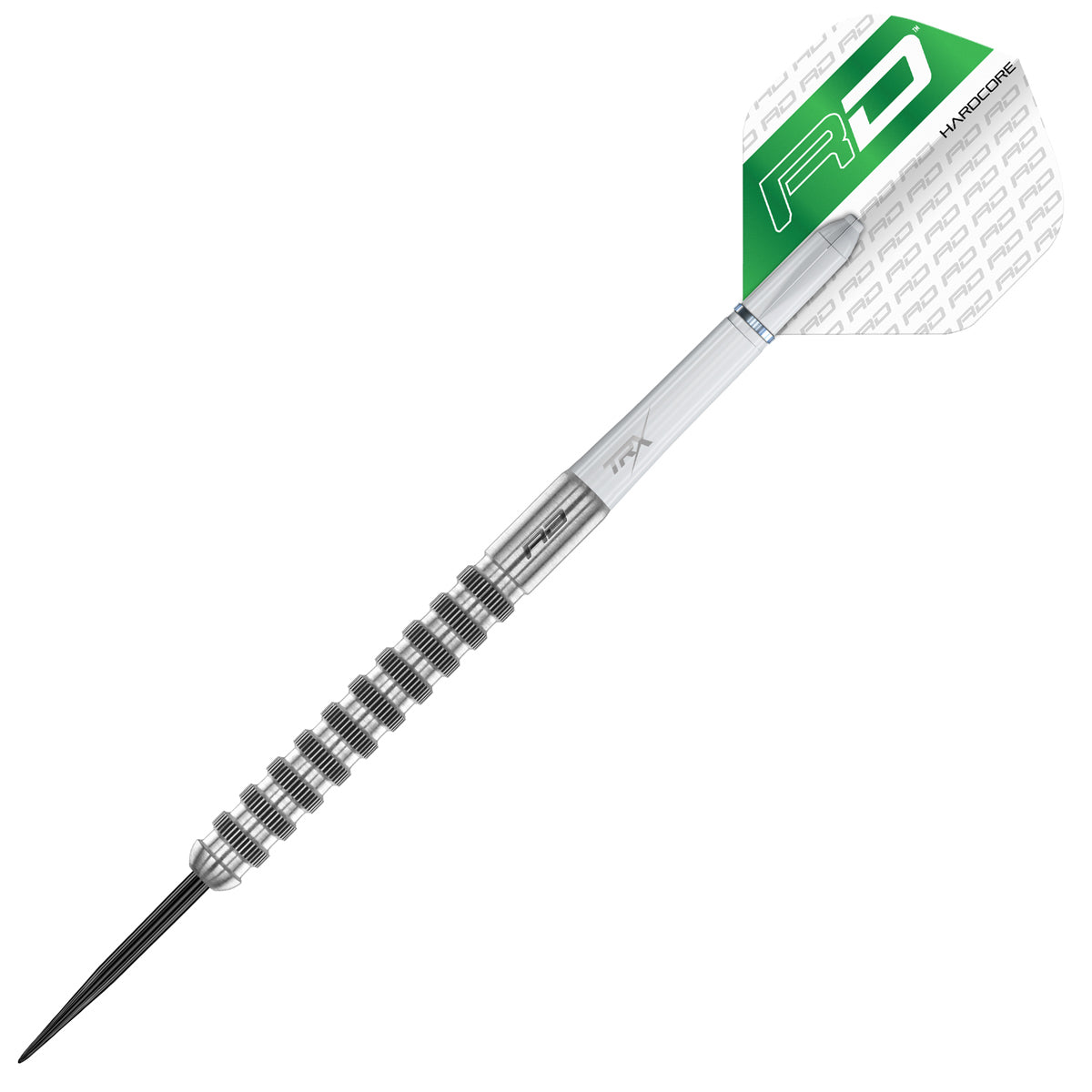 Javelin Speedline Steel Tip Darts close up image highlighting the barrel grip texture, coating, machining, and design details