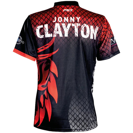Red Dragon Jonny Clayton Dragon Signature Polo rear view image showing the back design and player branding