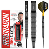 Jonny Clayton Oxide Edition Steel Tip Darts product image showing the complete dart set, packaging and accessories