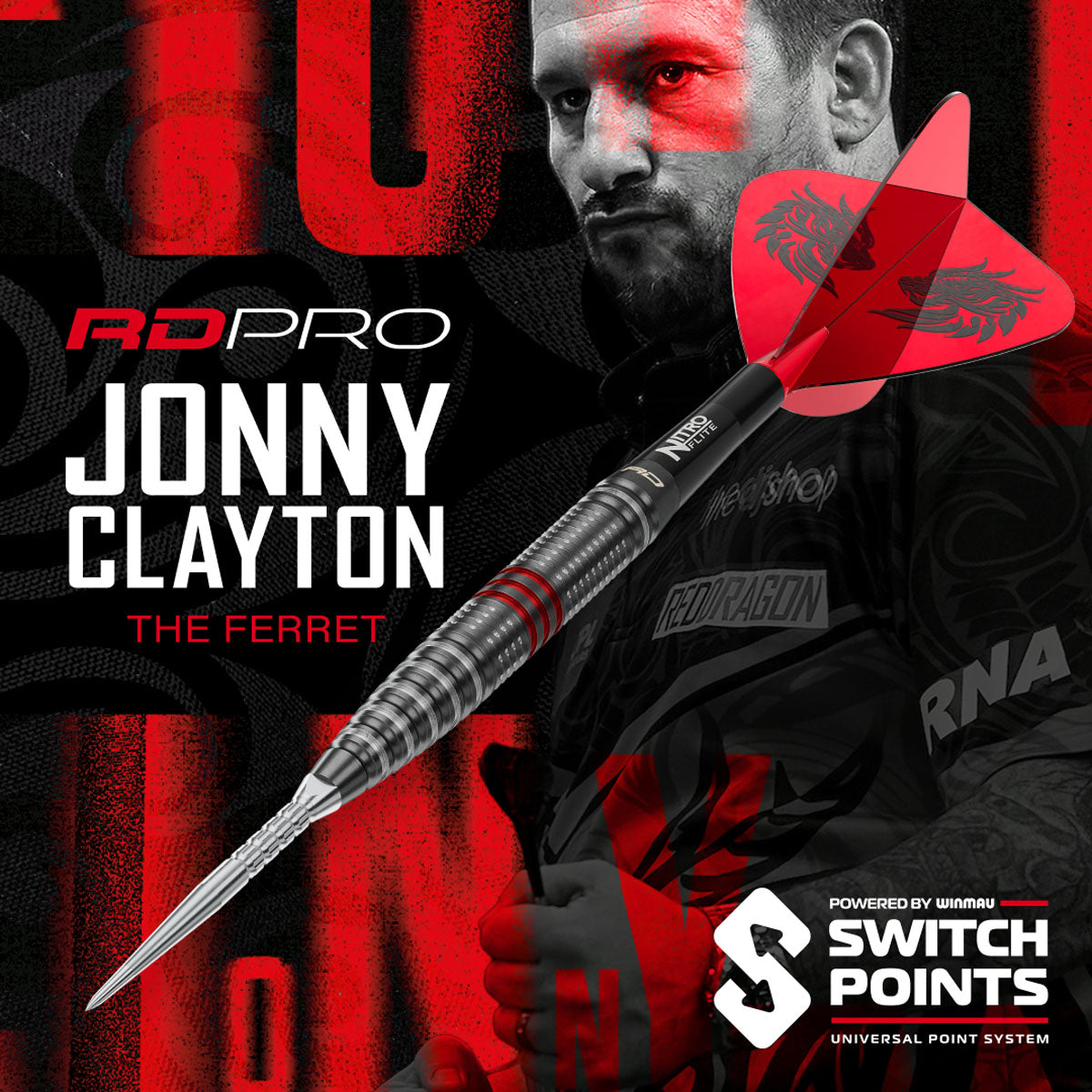 Red Dragon Jonny Clayton RD-PRO Switch Point 90% Tungsten Steel Tip Darts