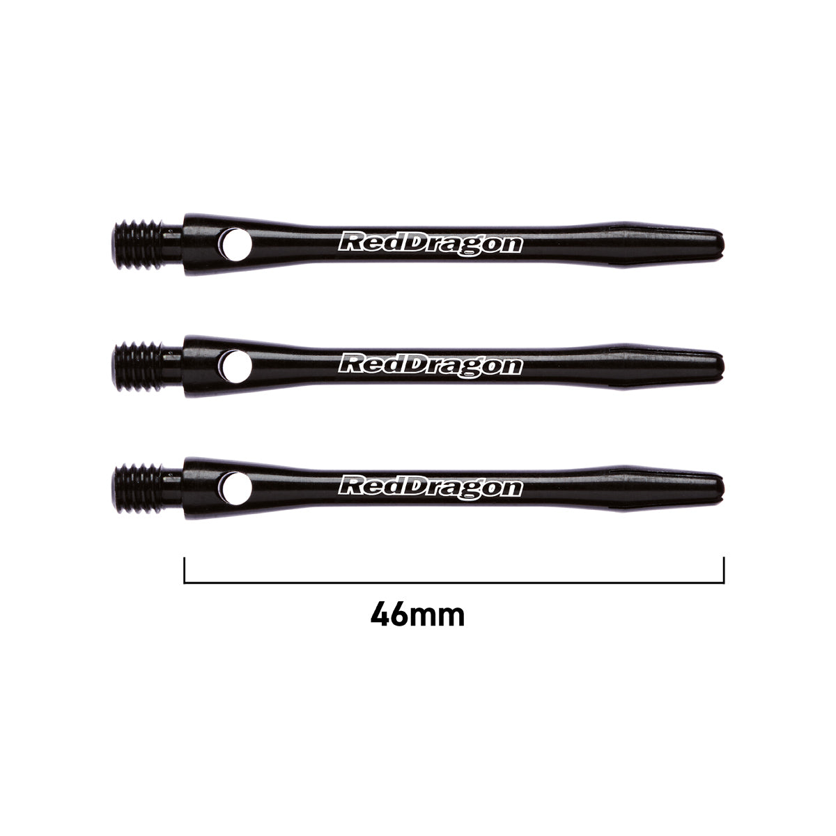 Laser Etched Aluminium Dart Stems Black main product image showing the stems, packaging, and included contents