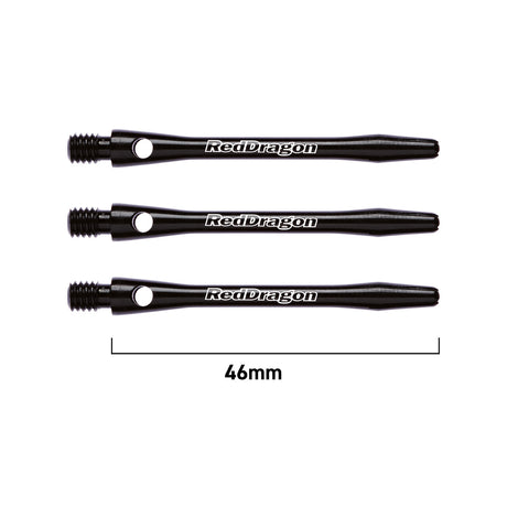 Laser Etched Aluminium Dart Stems Black main product image showing the stems, packaging, and included contents