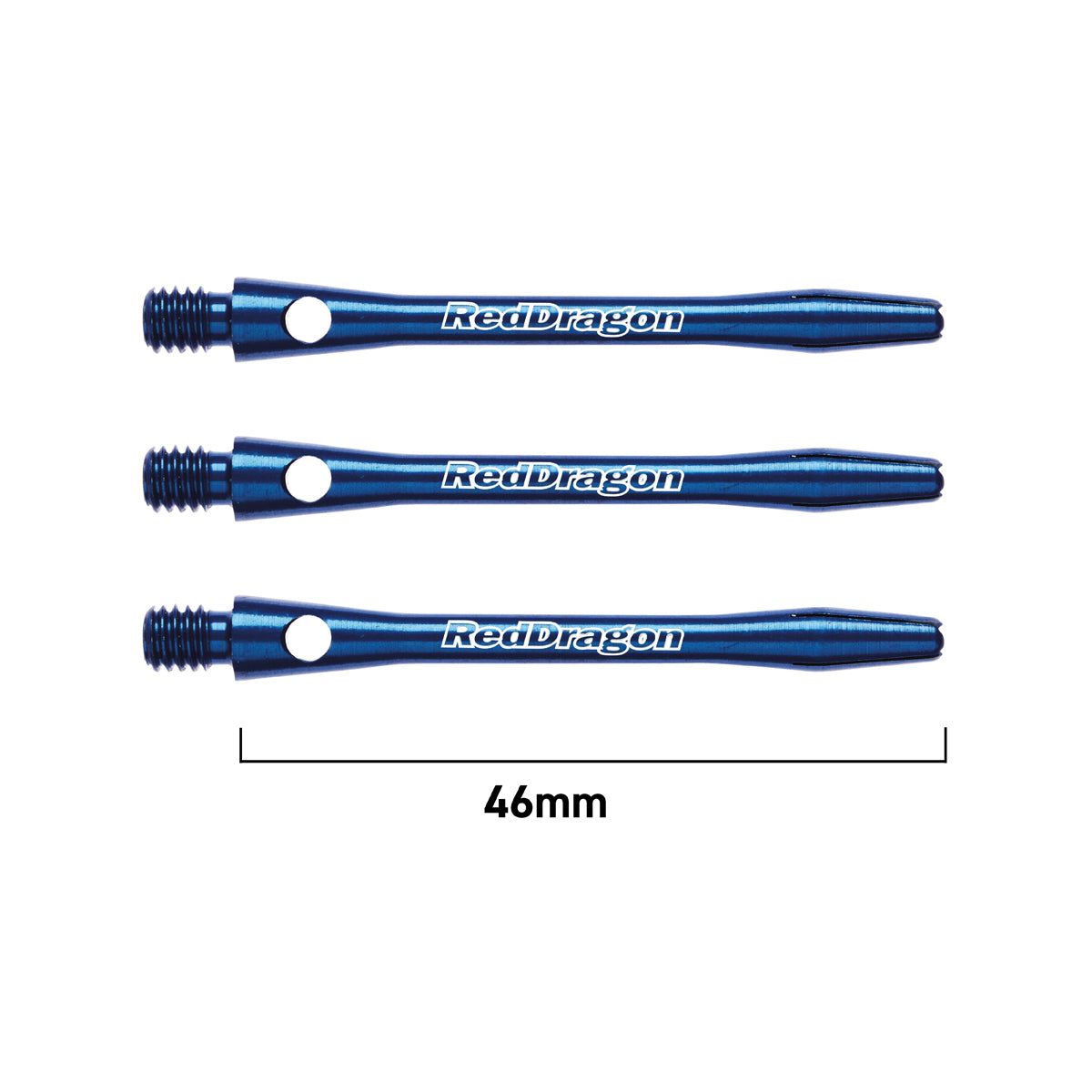 Laser Etched Aluminium Dart Stems Blue main product image showing the stems, packaging, and included contents