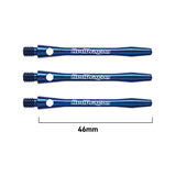 Laser Etched Aluminium Dart Stems Blue main product image showing the stems, packaging, and included contents
