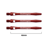 Laser Etched Aluminium Dart Stems Red main product image showing the stems, packaging, and included contents