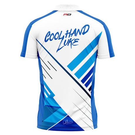 Red Dragon Luke Humphries 50 Years Limited Edition Dart Shirt rear view image showing the back design and player branding
