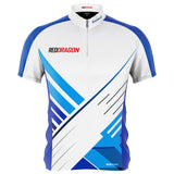 Red Dragon Luke Humphries 50 Years Limited Edition Dart Shirt front view image showing the complete shirt design, colours, anniversary graphics, and sponsor logos