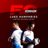 Red Dragon Luke Humphries 50 Years Limited Edition Dart Shirt player image featuring Luke Humphries wearing the official shirt