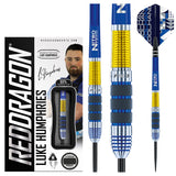 Luke Humphries Steel Tip Darts product image showing the complete dart set, packaging and accessories