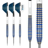 Luke Humphries TX3 Cool Blue SE Steel Tip Darts complete dart overview image showing the full barrel profile and design from multiple angles