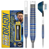 Luke Humphries TX3 Cool Blue SE Steel Tip Darts main product image showing the darts, packaging, flights, shafts, and included accessories