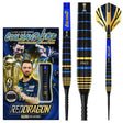 Luke Humphries TX4 Avenger Steel Tip Darts main product image showing the darts, packaging, flights, shafts, and included accessories