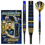 Luke Humphries TX4 Avenger Steel Tip Darts main product image showing the darts, packaging, flights, shafts, and included accessories