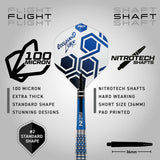 Red Dragon Luke Humphries TX5 Steel Tip Darts image displaying the included flight and shaft configuration
